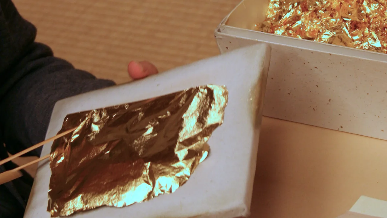 Gold-leaf craft work in Kanazawa