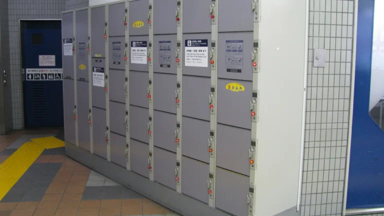 Coin lockers installed at a Japanese station