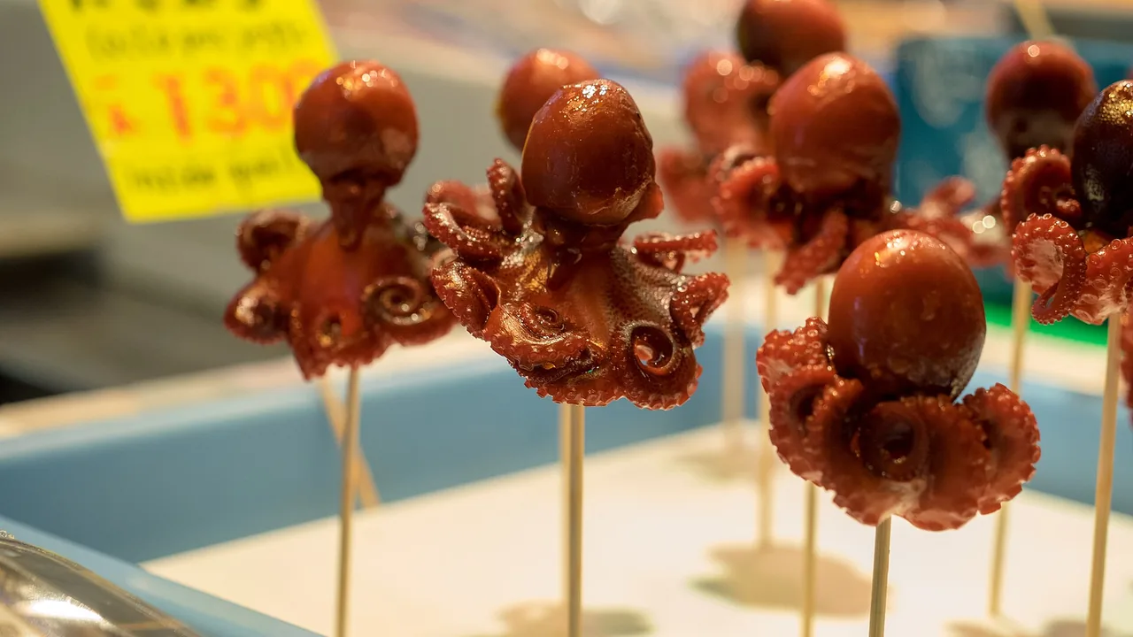 Food offered for sale at Nishiki Market