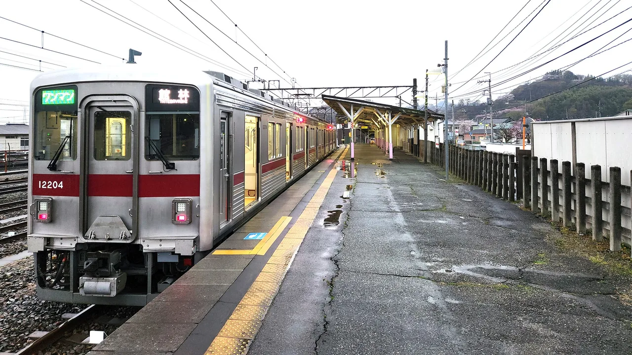 A rain-soaked railway platform in Japan