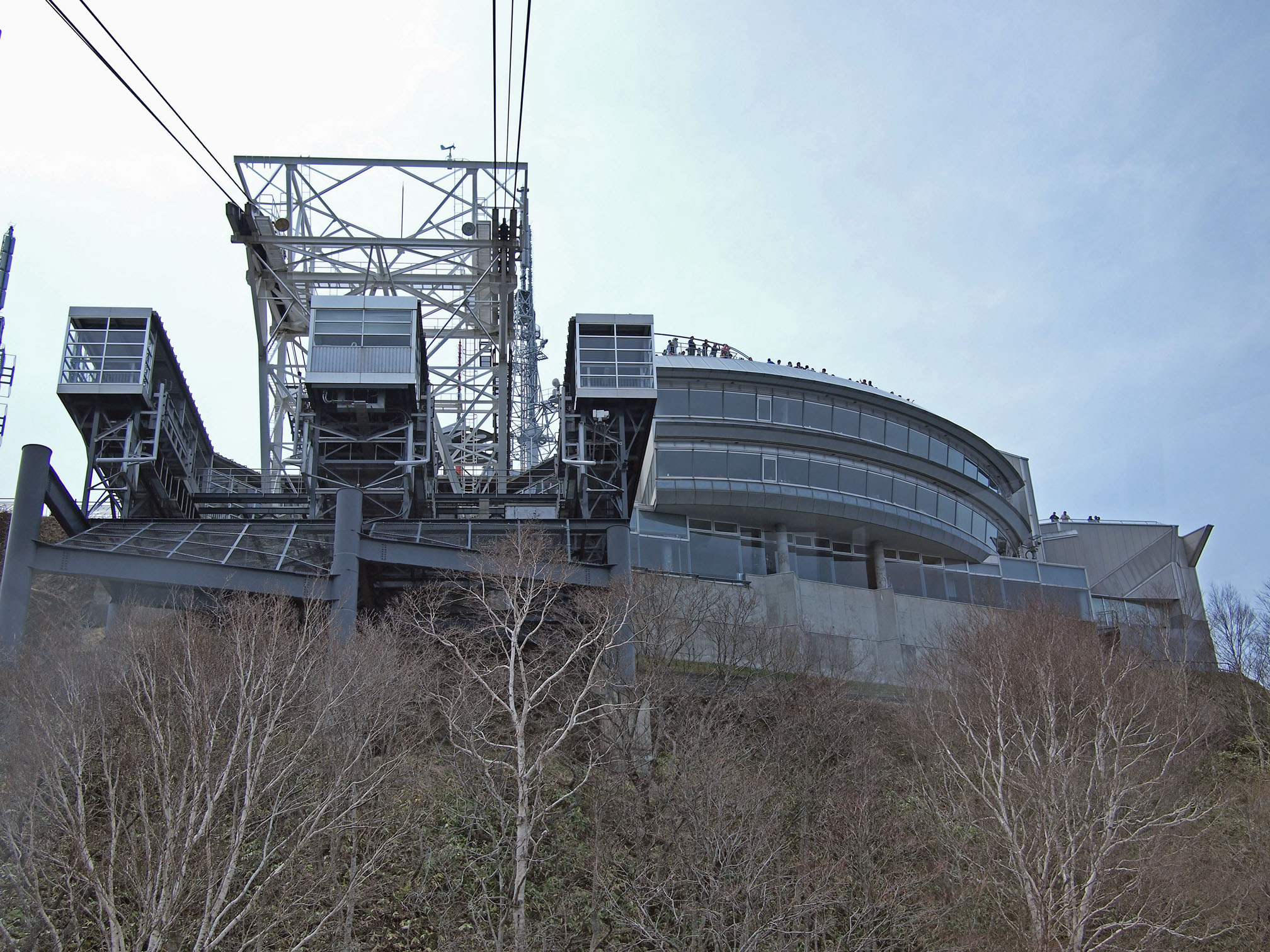 Exterior of the summit ropeway station and viewing facility on Mount Hakodate