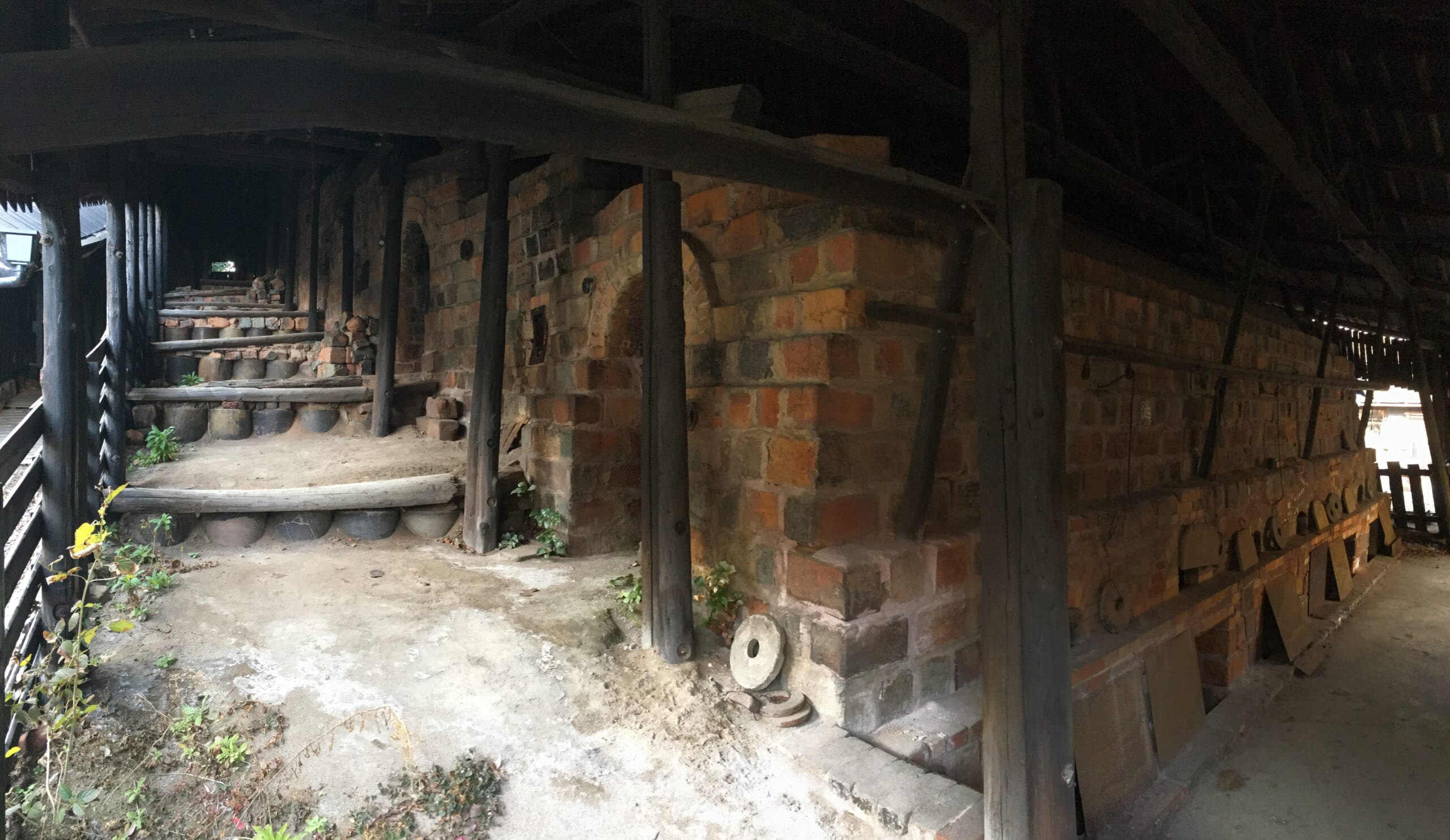 Tokoname's climbing kiln, with a stepped passage beside its brick firing chambers