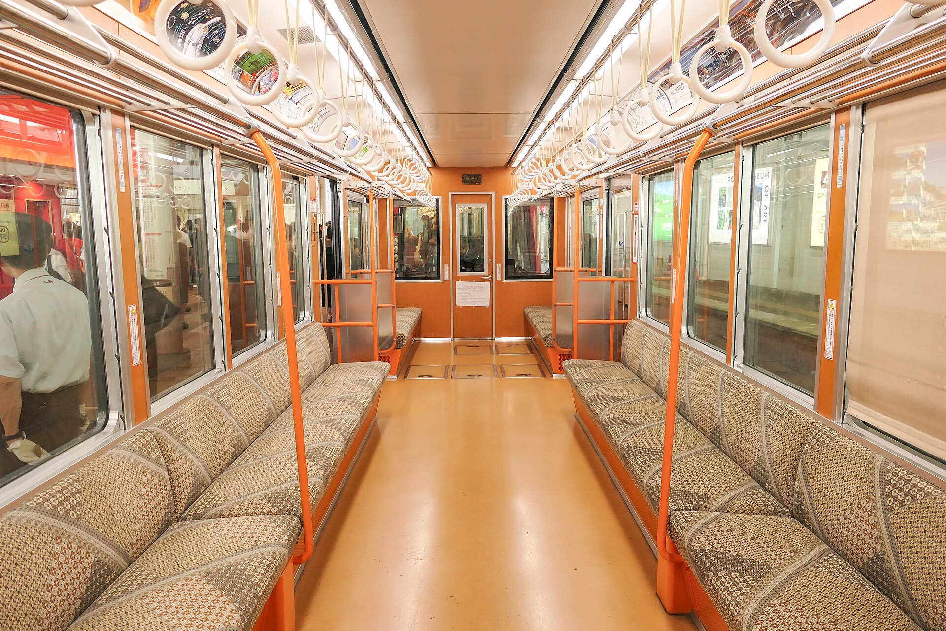 Seating inside a Hakone Tozan train