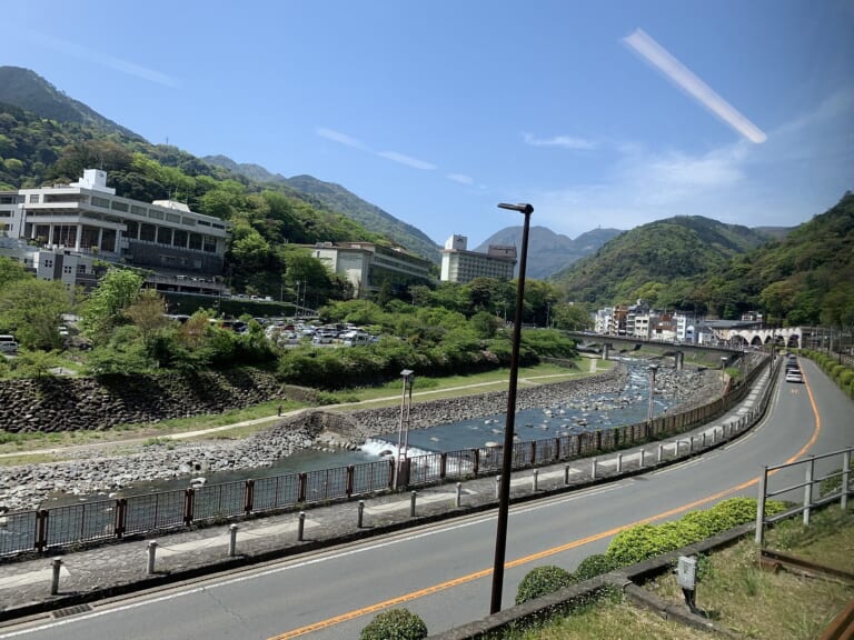 The river and buildings in Hakone-Yumoto