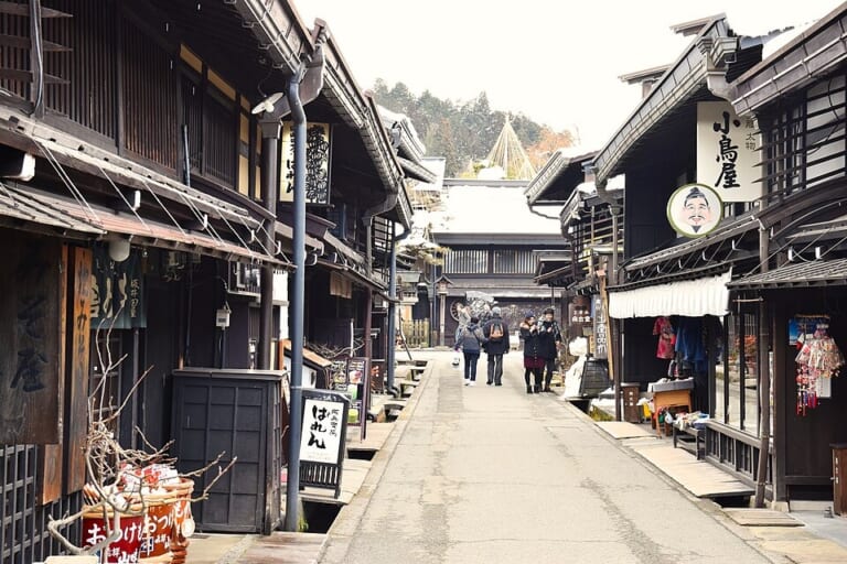 Wooden storefronts in Hida Takayama’s old town