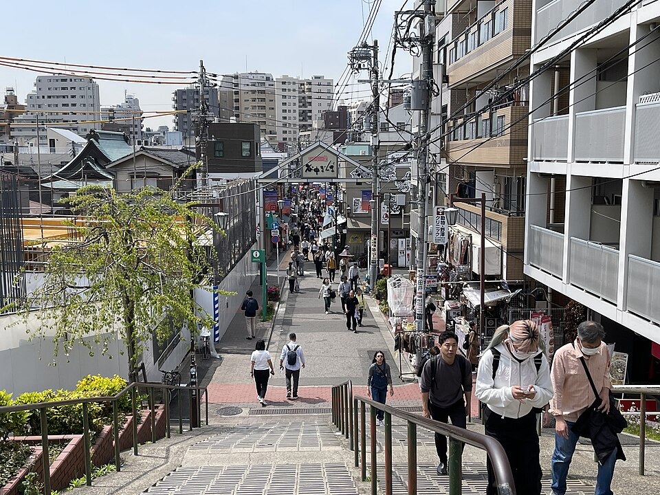 夕やけだんだんから見下ろす谷中銀座の入口