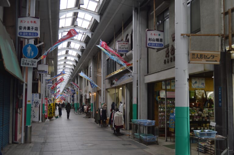 The covered Hokancho shopping street in Okayama