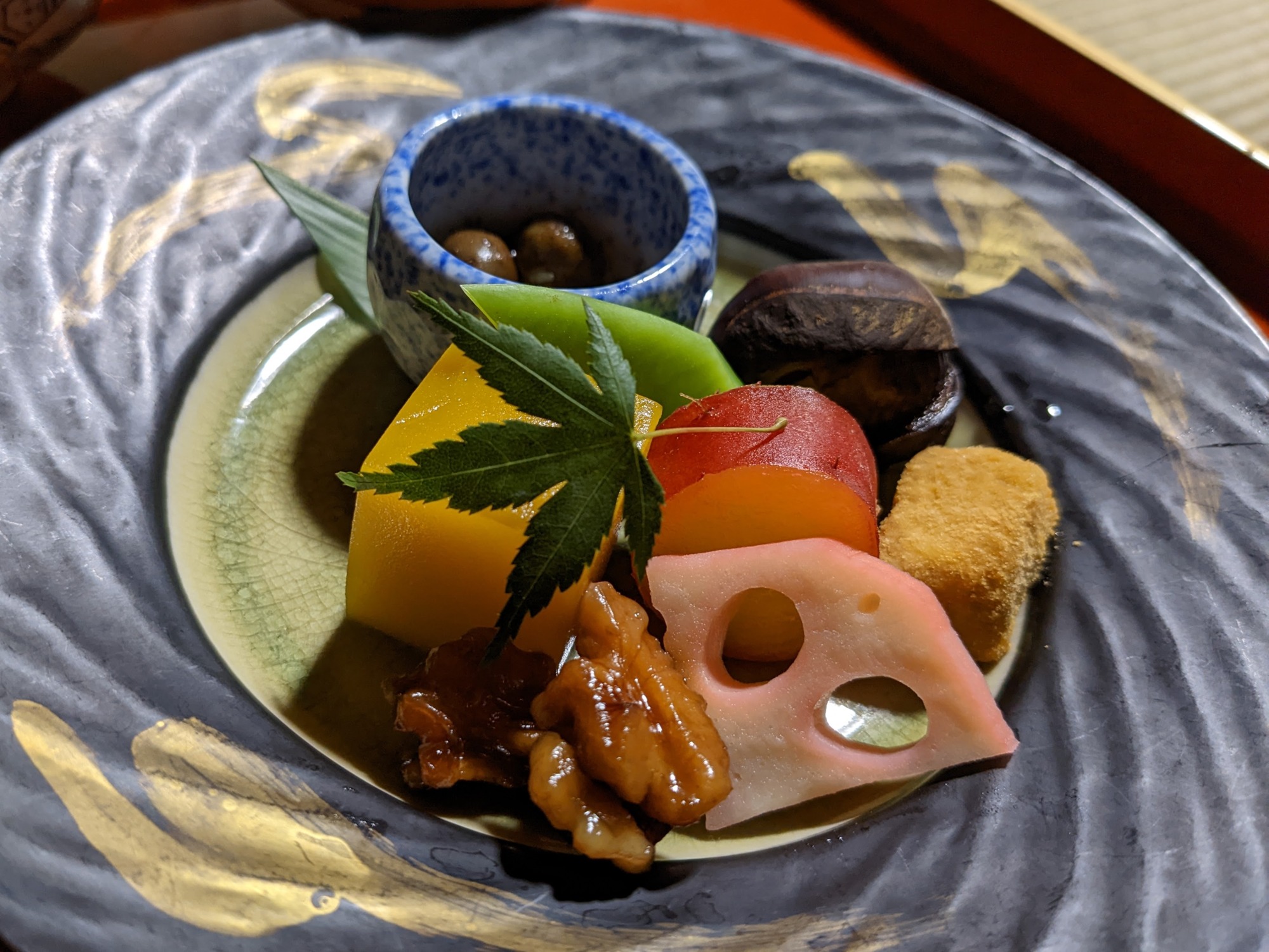 A shojin ryori appetizer served at Fukuchi-in in Koyasan